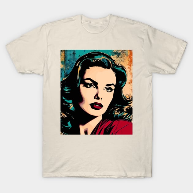 Beautiful Woman in Pop Art Comic Style T-Shirt by Astarteea